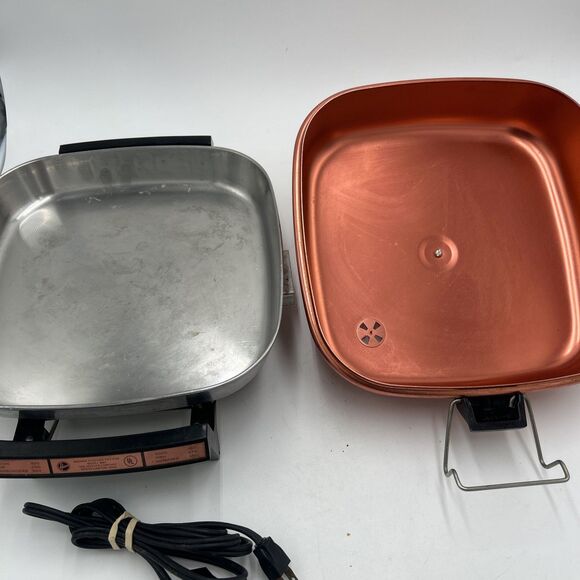 Vintage Hoover Stainless Steel Fry Pan Copper Lid with Cord Model 8660 Tested - Picture 5 of 8